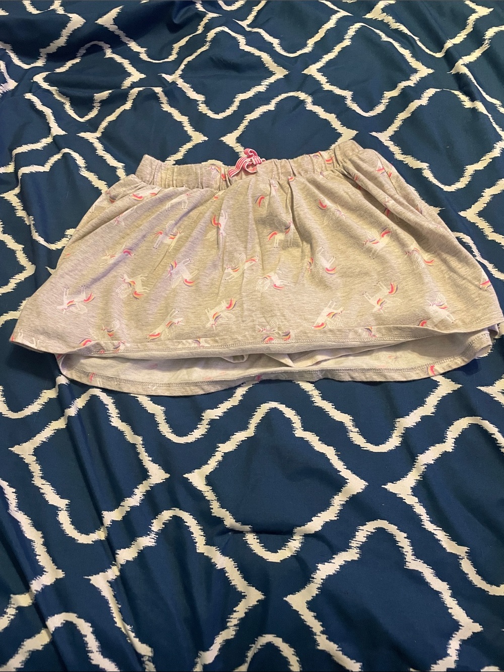 Girls Light Gray Skirt with unicorn print